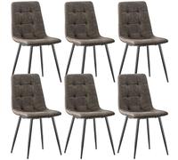 LEWE Chaises de Salle à Manger Set de 6, Chaise de Cuisine en Tissu Technologique, Chaise Visiteur Et Pieds Métalliques Noirs, Chaise de Salon avec Dossier Haut, Chaise Design pour Salle à Manger