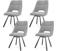 LEWE Chaises de Salle à Manger Set of 4, Tapissées, Dossier Ajouré, Surface d'assise Plus Large, Stables, sans Accoudoirs, Pieds de Chaise en métal, avec Imitation Cachemire - Gris