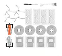 LEWFECBO Pièces de rechange pour robot aspirateur DJI ROMO, 19 pièces : 1 brosse principale, 4 brosses latérales, 4 filtres, 4 sacs à poussière, 4 tampons de serpillère, 1 outil de nettoyage et 1