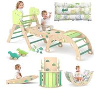 LEWGEE Montessori Kit de jeu d'intérieur 9 en 1, triangle d'escalade intérieur, arche d'escalade avec coussin et toboggan pour enfants, aire de jeux intérieure de 1 à 6 ans