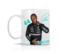 Lewis Hamilton - Mug en Céramique Blanc 330ml - Mercedes F1 - Mug à Boisson Chaude et Froide - Réutilisable - Compatible Lave-vaisselle