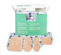 Lewis-Plast Premium Assortiment de Pansements en Tissu Respirant - Boîte de 100 Pansements Étanches de Qualité Médicale - Convient pour Tous Types de Petites Coupures et Écorchures - Guérison Rapide