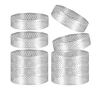 LEWITORS Lot de 10 moules en acier inoxydable, 6 cm, ronds, perforés, pour desserts, pour tartes aux fruits, quiches, mousse, avec revêtement antiadhésif, ustensiles de cuisine inoxydables