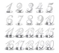 LEWITORS Lot de 20 numéros de table en acrylique avec support pour réception de mariage, décoration de table - Argenté - Plaque de numéro de table pour table de mariage, centre de table