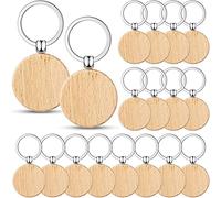 LEWITORS Lot de 50 porte-clés ronds en bois - 40 mm - Pour bricolage - Prêt à écrire au laser
