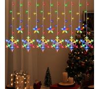 Lewondr 138 LED Guirlande Lumineuse, Lumières de Fées Suspendues avec 8 Modes, Télécommande Rideau Lumineux Noel Intérieur, Guirlande Lumineuse Flocon de Neige+Étoile Noël Mariage, Lumière Coloré