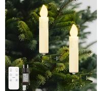 Lewondr 20 LED Bougies de Sapin de Noël, Bougies à LED Sans Flamme avec Minuterie à Distance et 4 Modes, Chandelle Lumière Décoration Interieure pour Arbre de Noël Fête Mariage, Beige
