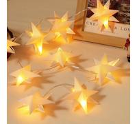 Lewondr 2PCS Étoile Lumineuse Suspendue de Noël en Papier, Lanternes Étoiles Octogone avec Minuterie 6H, Guirlande de 51'' à Piles avec 10 LED, Décoration Intérieure pour Chambre Mariage Fête