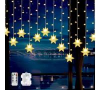 Lewondr 90 LED Guirlande Lumineuse Rideau de Noël, Guirlande Suspendue avec Minuterie 6H et 8 Modes, Lumineuse à Télécommande pour Décoration Intérieure Noël Chambre Mariage Fête, Lumière Chaude