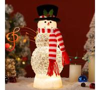 Lewondr Boule à Neige de Noël avec Bonhomme de Neige, Paillettes Tourbillonnantes et 8 Chansons - Écharpe Rayée, Lanterne, Décoration pour Les Fêtes de Fin d'Année