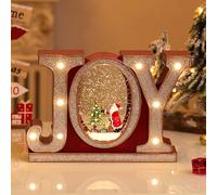 Lewondr Boule à Neige de Noël avec Musique & Lumière, Boule de Cristal Joy avec 8 Chansons Différentes sur Le Thème de Noël, Boule de Cristal Décorative avec Fonction Minuterie de 6H par USB&Batterie