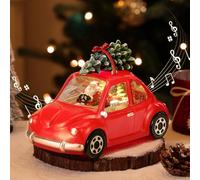 Lewondr Boule à Neige de Noël, Boule de Neige Musicale Voiture avec Musique et Lumière, 8 Chansons Différentes sur Le thème de Noël, Lanterne de Noël Alimentée par USB et Batterie pour Table à Manger