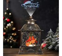 Lewondr Boule à Neige Oiseaux Cardinaux Rouges avec Projecteur 6 Motifs, Cage à Oiseaux Rétro Paillettes Tourbillonnantes, Boule Neige Village avec Minuterie 6 Heures,Décoration pour Noël et Nouvel An