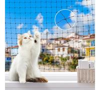 Lewondr Filets de Sécurité pour Chats, 3x6m Filet de Balcon Protection en Fil d'Acier pour Animaux de Compagnie, Filet de Protection Chat Sécurité Anti-chute pour Balcon, Fenêtre, Escalier, Patio,Noir