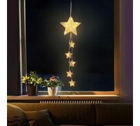Lewondr Lampe Suspendue, Lumiere de Suspension Décorative en Forme d'Étoile, Guirlande Lumineuse à Piles avec Fonction de Minuterie, Décoration Intérieur pour Chambre Salon Bureau Fenêtre, Blanc
