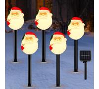 Lewondr Lumières Solaires de Noël, 5 PCS Décorations solaires de Noël pour l'extérieur avec 2 modes d'éclairage, Lumières du Père Noël avec piquet de jardin, la pelouse, le patio et les allées