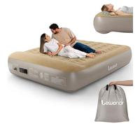 Lewondr Matelas Gonflable 2 Personnes avec Pompe Intégrée, 203x152x33CM Matelas Gonflable Rapide en 3 Minutes, Lit Gonflable avec Oreiller pour Camping Maison Invités Voyages(250kg Max), Kaki