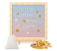Lewondr Tableau à Lettres en Feutre, 10 X 10 Tableau à Message Interchangeable en Bois, Tableau à Messages Modifiable avec 20 Lumières LED&340 Lettres, Tableau de Messages Alphabétique, Coloré