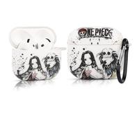 LEWOTE Compatible avec Apple AirPods 4 Étui de protection drôle et mignon avec motif de dessin animé et porte-clés [Série One Piece] (Empereur féminin)