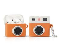 LEWOTE Compatible avec Apple Airpods 5/4 Coque Protection amusante Mignon Dessin animé Slim Cover avec porte-clés appareil photo marron