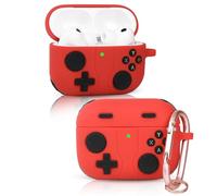 LEWOTE Compatible avec Apple Airpods Pro 3 Coque de protection drôle Mignon Slim Cartoon Cover avec porte-clés (manette de jeu simple rouge)