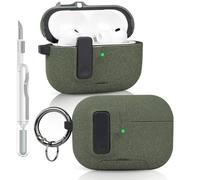 LEWOTE Coque compatible avec Apple Airpods Pro 3 - Coque anti-perte avec crochet et kit de nettoyage [prend en charge le chargement sans fil] (vert)