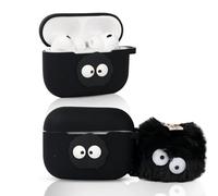 LEWOTE Coque compatible avec Apple Airpods Pro 3 - Coque de protection fine avec porte-clés poupée (boule de cheveux noire)