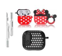 LEWOTE Coque de protection 3 en 1 avec kit de nettoyage et porte-clés compatible avec Apple Airpods 3 (Minnie)