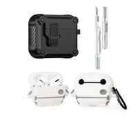 LEWOTE Coque de protection 3 en 1 compatible avec Apple Airpods 3 avec kit de nettoyage et porte-clés (Baymax)