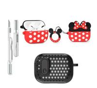 LEWOTE Coque de protection 3 en 1 compatible avec Apple Airpods Pro (2e/1ère génération) avec kit de nettoyage et porte-clés (Minnie)