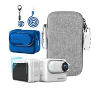 LEWOTE Le Kit D'accessoires est Compatible avec Insta360 GO 3 [Coque en Silicone et Couvercle D'objectif] [Protecteur D'écran] [Sac à Main avec Crochet Automatique et Verrouillage] (Bleu)