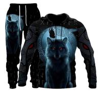 LEXAHO 3D Wolf Jogging Costume Homme Hoodie + Sweat-Shirt et Pantalon (Wolf4, 2XL)