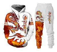 LEXAHO Dragon 3D Printed Men's Hoodie/Pantalons/Sportswear Long Sleeve Warm Sportswear (dragon3,L)
