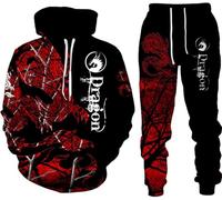 LEXAHO Dragon 3D Printed Men's Hoodie/Pantalons/Sportswear Long Sleeve Warm Sportswear (dragon4,L)