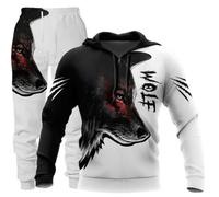 LEXAHO Homme 3D Wolf Jogging Costume Homme Hoodie Costume Homme Hoodie + Sweat - Shirt et Pantalon pour Hommes (wolf15,M)