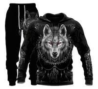 LEXAHO Homme 3D Wolf jogging costume homme Hoodie COSTUME homme Hoodie + sweat - shirt et pantalon pour hommes (wolf1,2XL)