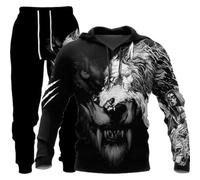LEXAHO Homme 3D Wolf Jogging Costume Homme Hoodie Costume Homme Hoodie + Sweat - Shirt et Pantalon pour Hommes (wolf9,XL)