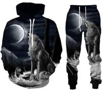 LEXAHO Homme 3D Wolf Jogging Costume Homme Hoodie Costume Homme Hoodie + Sweat - Shirt et Pantalon pour Hommes (wolf11,M)