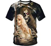 LEXAHO T-Shirt Homme tête de Mort 3D tête de Mort T-Shirt Premium Homme Mode décontracté col Rond Manches Courtes S-6XL (Totenkopf4,L)