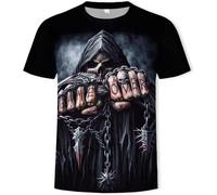 LEXAHO T-Shirt Homme tête de Mort 3D tête de Mort T-Shirt Premium Homme Mode décontracté col Rond Manches Courtes S-6XL (Totenkopf1,M)