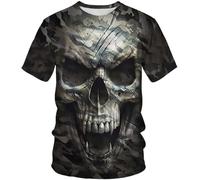 LEXAHO T-Shirt Homme tête de Mort 3D tête de Mort T-Shirt Premium Homme Mode décontracté col Rond Manches Courtes S-6XL (Totenkopf6,4XL)