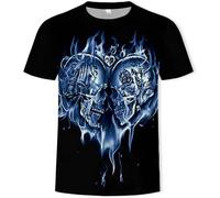 LEXAHO T-Shirt Homme tête de Mort 3D tête de Mort T-Shirt Premium Homme Mode décontracté col Rond Manches Courtes S-6XL (Totenkopf8,XL)