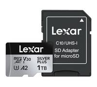 Lexar 1T Professional Silver Plus Carte mémoire microSDXC UHS-I, C10, U3, V30, Full HD & vidéo 4K, jusqu'à 205/150 Mo/s en Lecture/écriture, pour vidéastes, Joueurs (LMSSIPL001T-BNANU)
