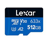 Lexar 633x Carte Micro SD 512 Go, Carte microSDXC UHS-I + Adaptateur SD, Jusqu'à 100 Mo/s en Lecture, A2, C10, U3, V30, Carte TF pour Smartphone/Tablette/Caméra Surveillance (LMS0633512G-BNAAA)