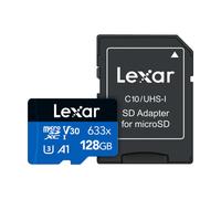 Lexar High Performance - Carte mémoire flash - 128 Go - A1 / Video Class V30 / UHS-I U3 / Class10 - SDXC UHS-I Noir / Bleu G