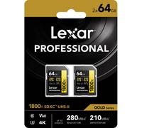 Lexar 64GB SDXC Pro 1800x U3 UHS-II R280/W210 (V60) - Lot de 2