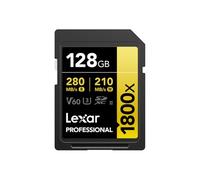 Lexar Carte mémoire professionnelle 128 Go 1800x UHS-II SDXC (série Gold) | Transfert de données haute vitesse et enregistrement vidéo 4K avec vitesse de lecture de 280 Mo/s, évaluation V60 et capacité