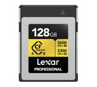 Lexar Carte mémoire professionnelle CFexpress 4.0 type B Or 128 Go | PCIe 4.0 avec 3600 Mo/s en lecture et 3300 Mo/s en écriture pour la vidéographie, la photographie et le flux de travail