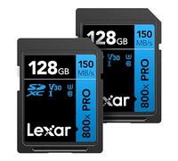 Lexar - Carte mémoire SDXC UHS-I Haute Performance, 128 Go (2 unités) Haute Performance, C10, U3, V30, vidéo 4K UHD, jusqu'à 150 Mo/s de Lecture, pour appareils Photo Reflex numériques de Point et
