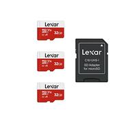 Lexar Carte Micro SD 32 Go, Carte Mémoire microSDHC + Adaptateur SD, microSD Vitesse de Lecture Allant jusqu'à 100 Mo/s, A1, U1, C10, V10, Carte TF Lot de 3 Cartes + 1 Adaptateur